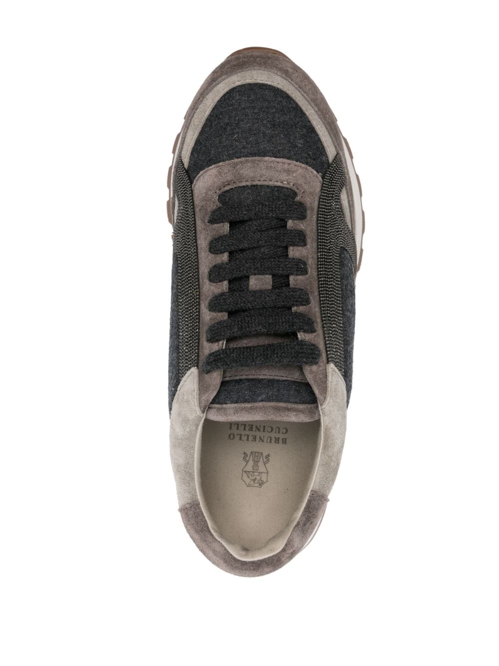 Shop Brunello Cucinelli Monili Bead-embellished Sneakers In Grey