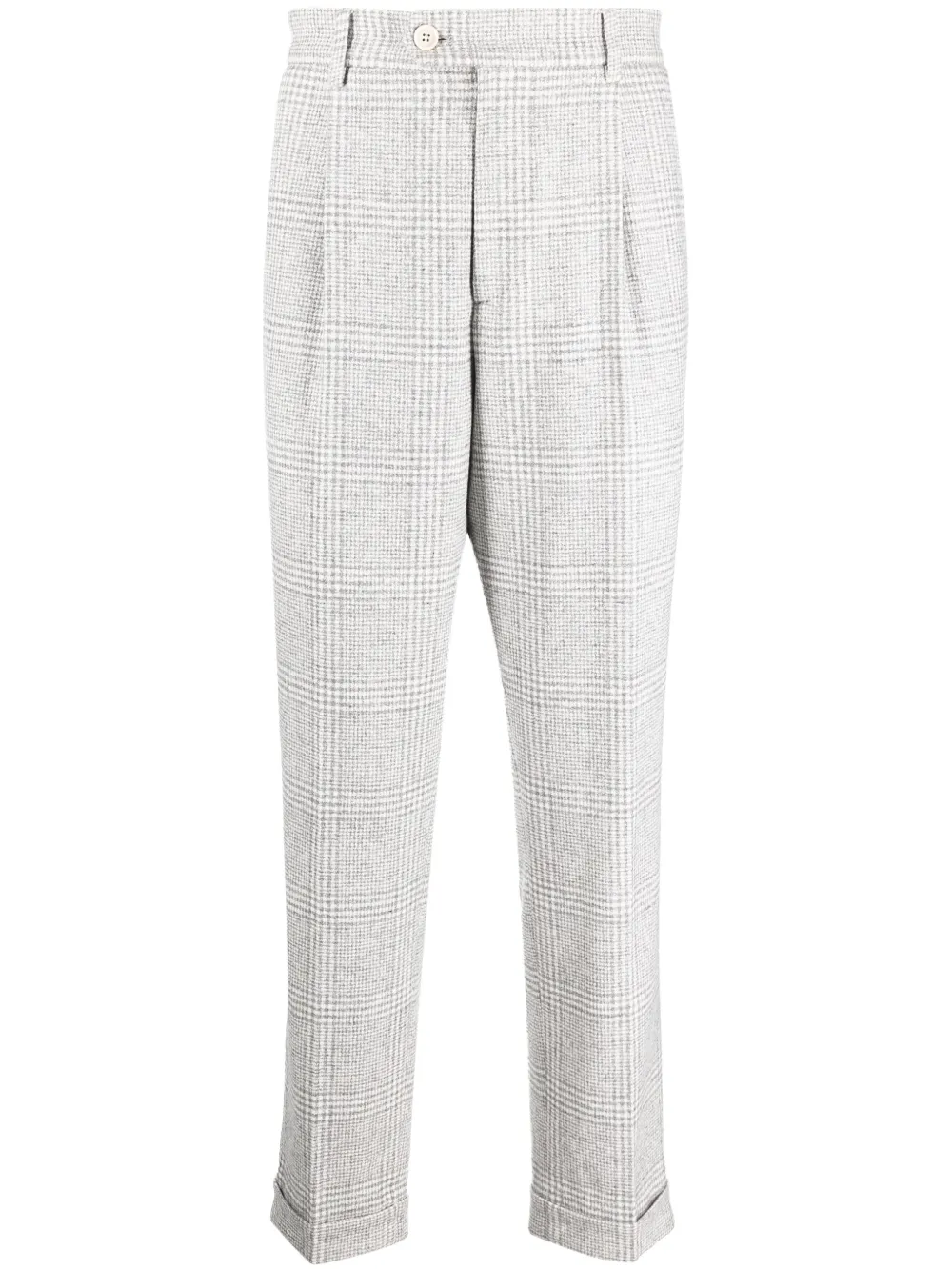 Brunello Cucinelli plaid-check wool-blend tapered trousers | Grey | Image 1