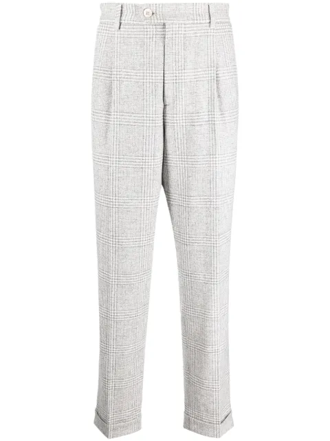 Brunello Cucinelli plaid-check wool-blend tapered trousers