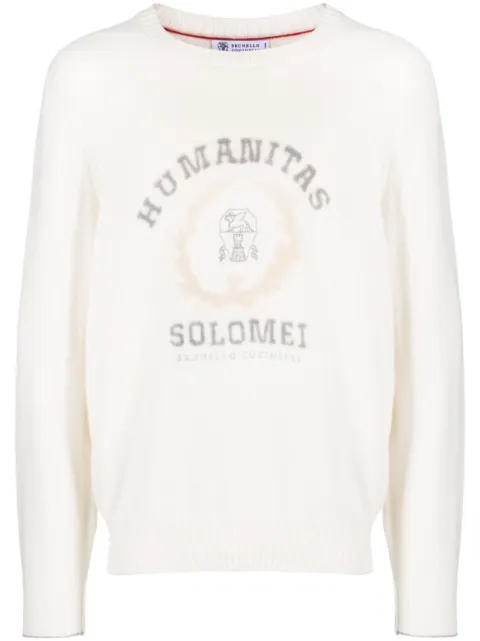 Brunello Cucinelli logo-embroidered cashmere jumper