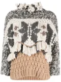 Brunello Cucinelli fringed chunky-knit cashmere jumper - Neutrals