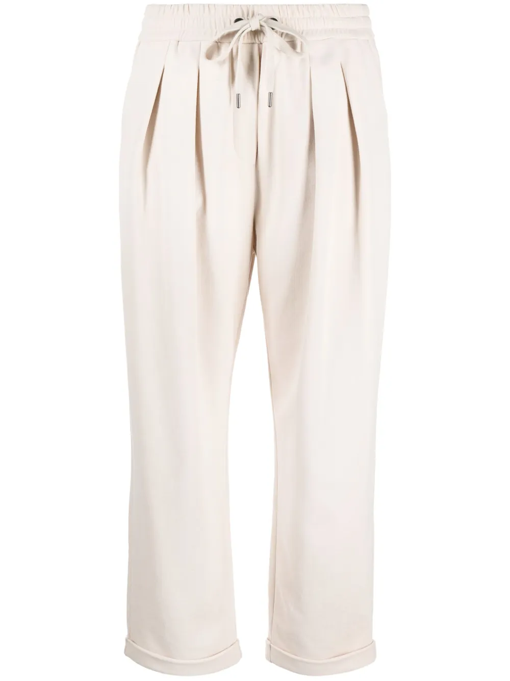 Brunello Cucinelli pleated cotton track pants | Neutrals | Image 1