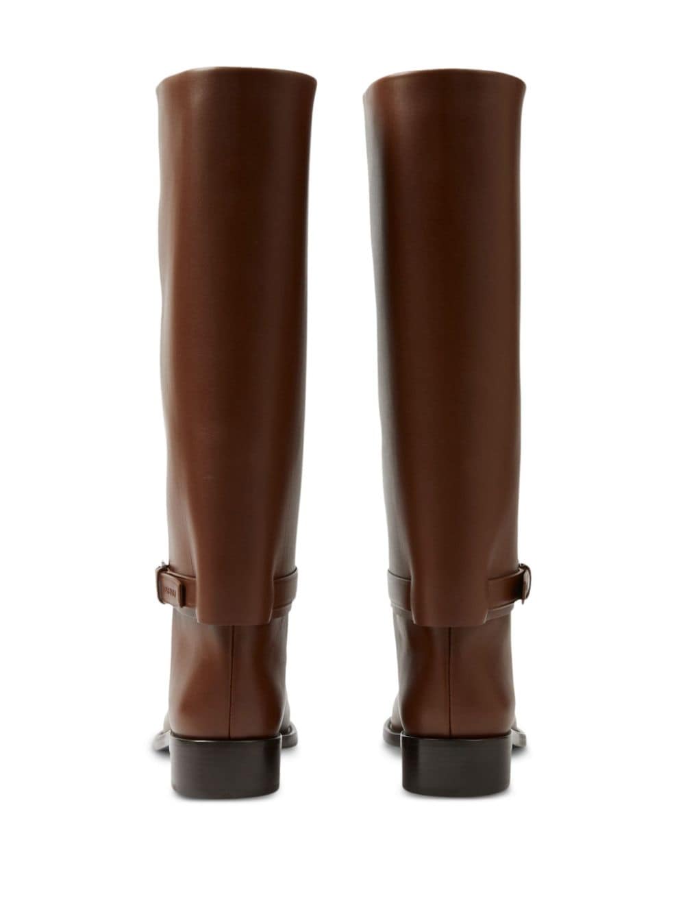 Shop Burberry Buckle-embellished Leather Boots In Brown