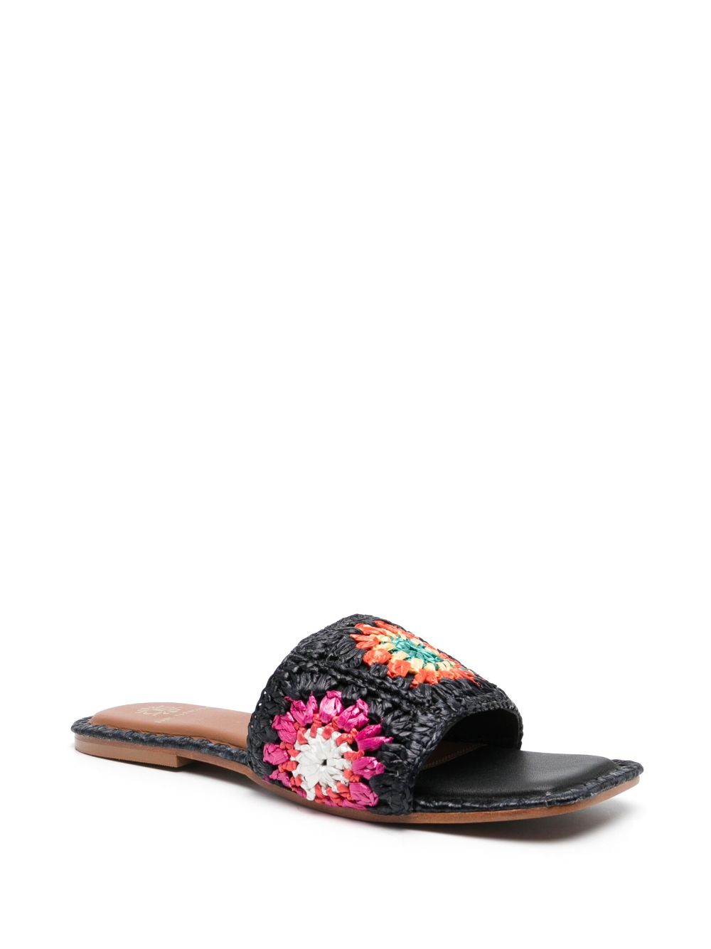 DE SIENA SHOES crochet square-toe slides - Zwart