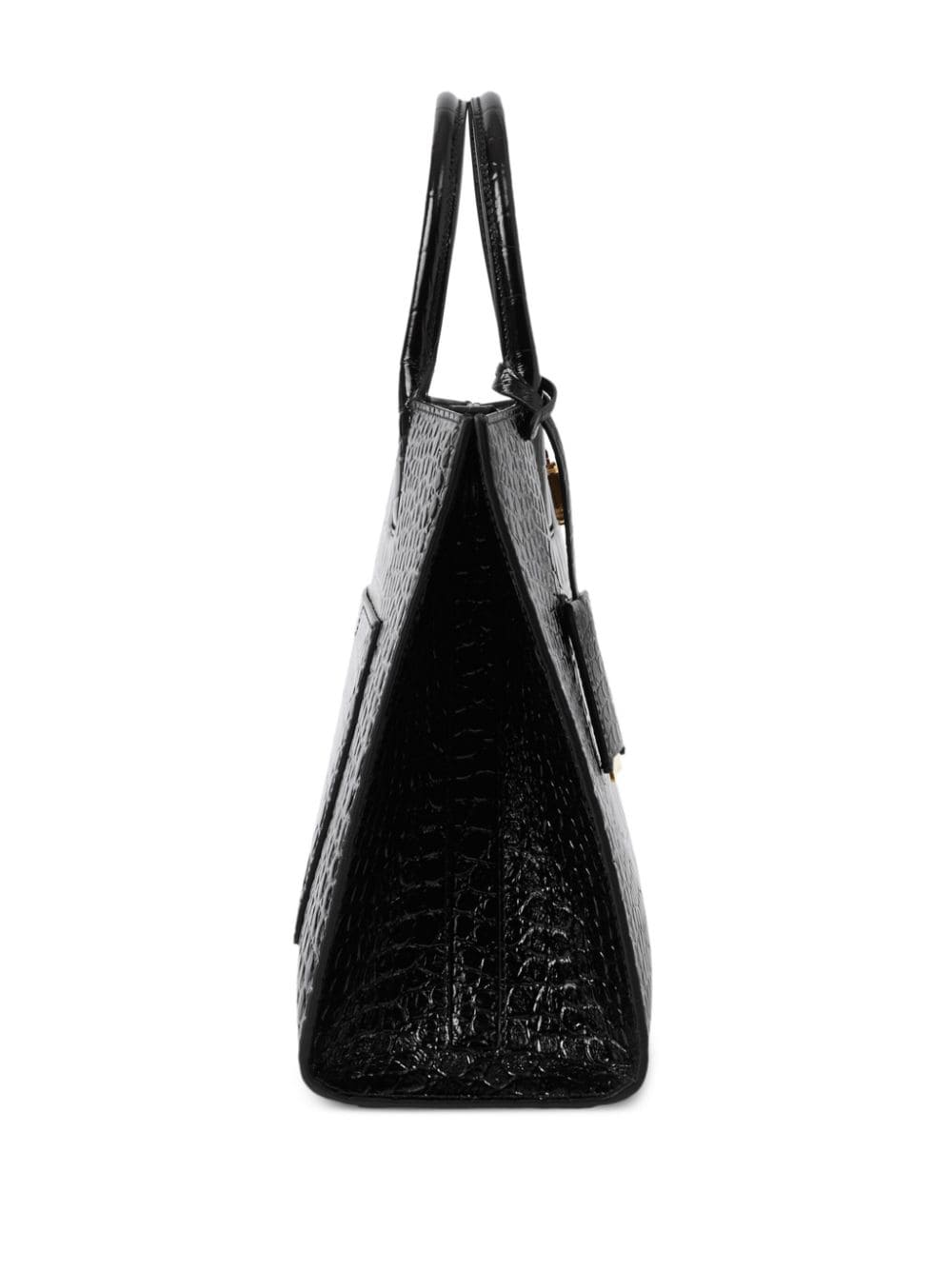 Shop Burberry Small Frances Crocodile-effect Tote Bag In Black