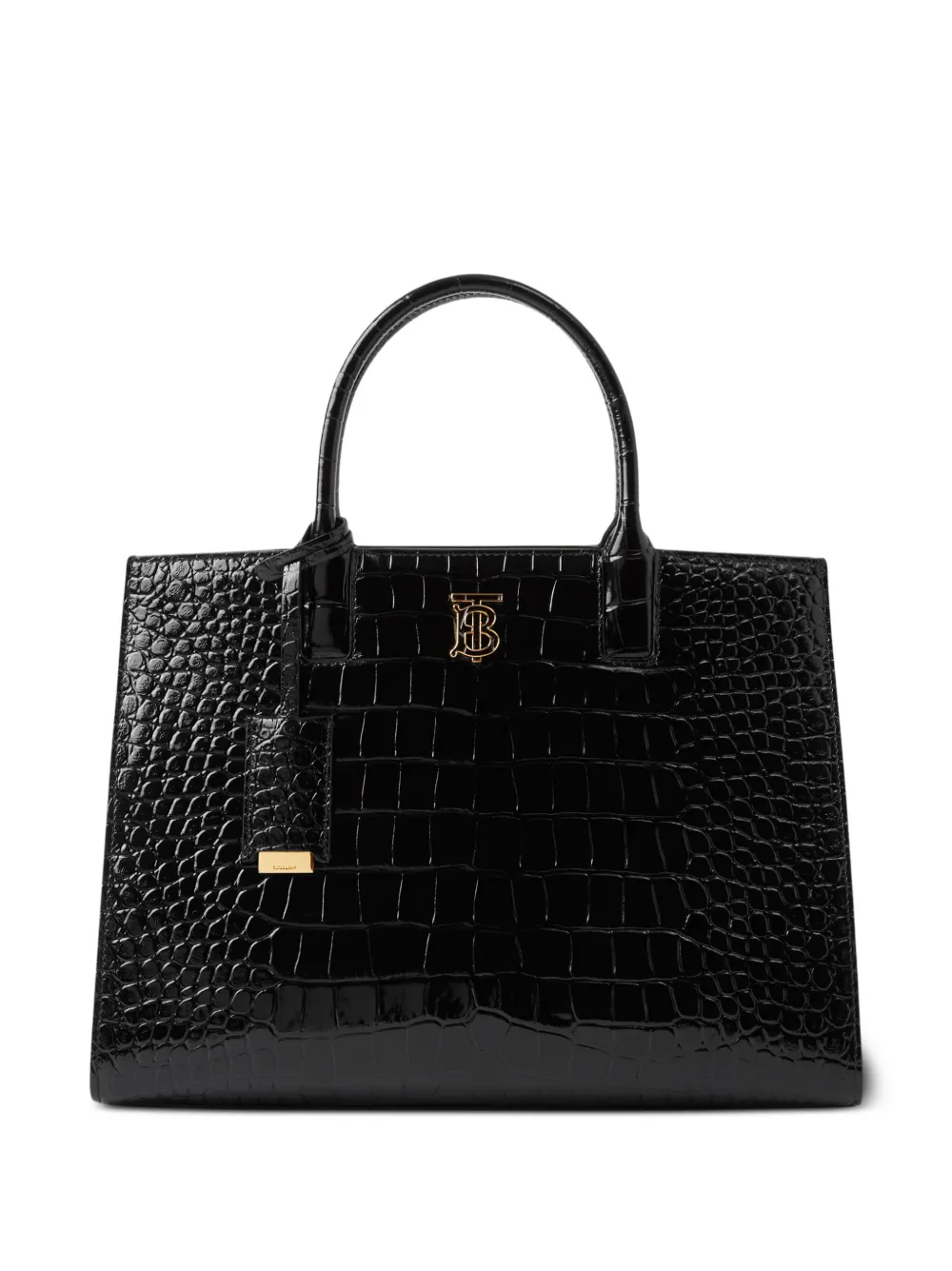 Shop Burberry Small Frances Crocodile-effect Tote Bag In Black