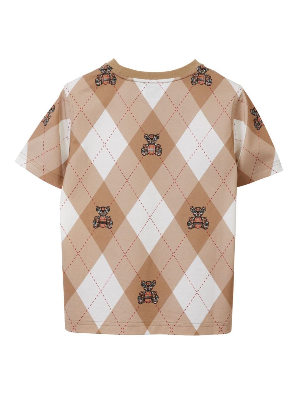 Burberry Kids Thomas Bear Argyle Print Cotton T-shirt - SOFT FAWN IP PAT
