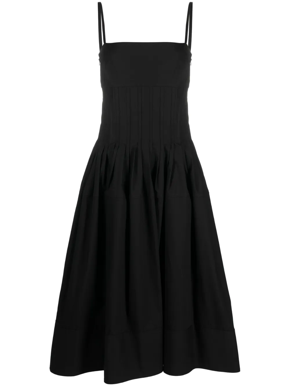 Shop Proenza Schouler Pintuck Poplin Midi Dress In Black