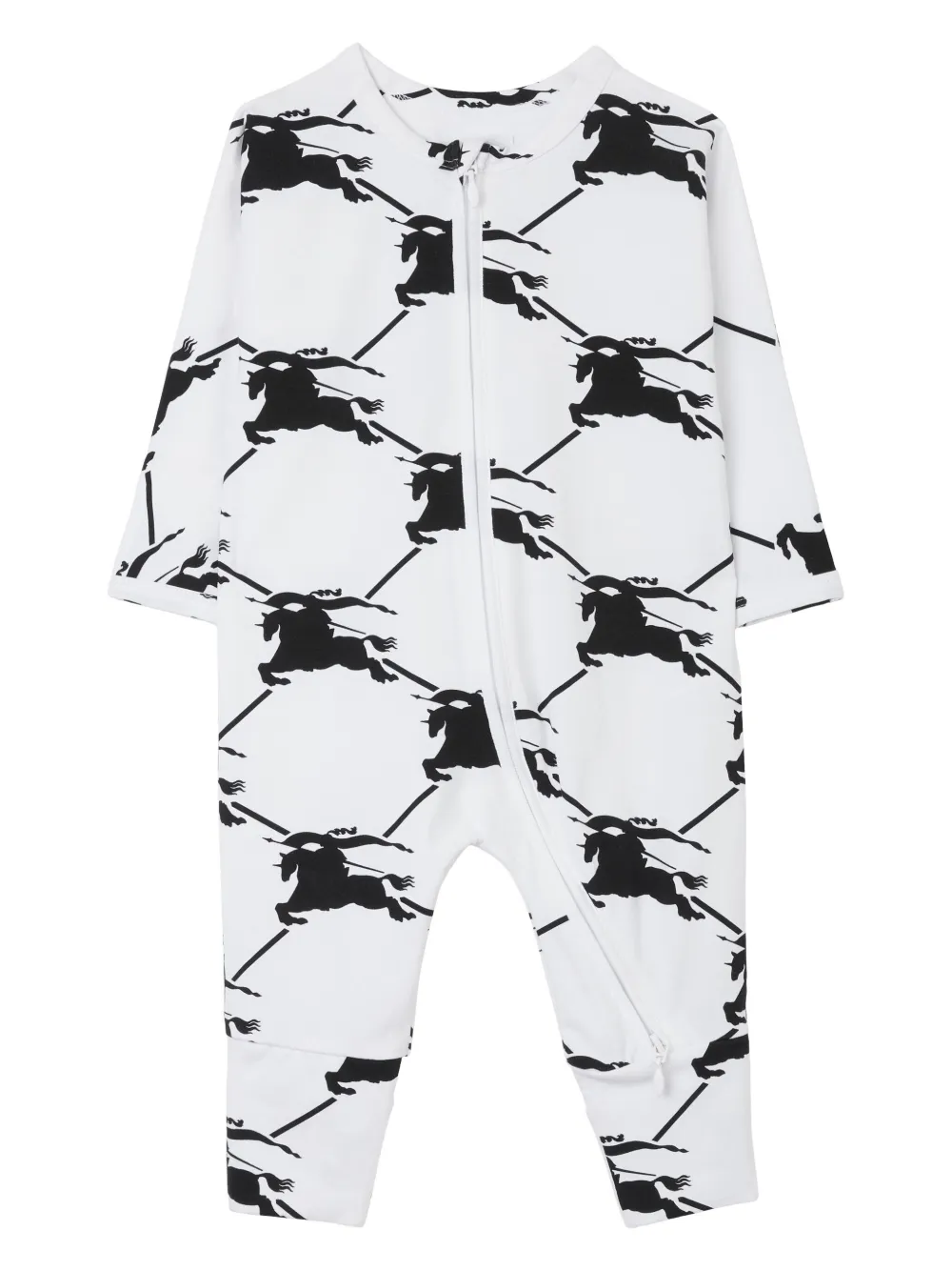 Burberry Kids Equestrian Knight print babygrow set - WHITE/BLACK IP PATT