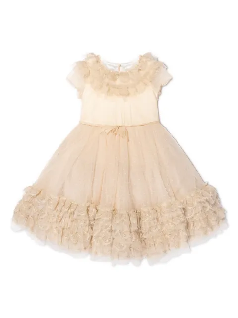 MARCHESA KIDS COUTURE Trimmed Plumetis-tulle dress