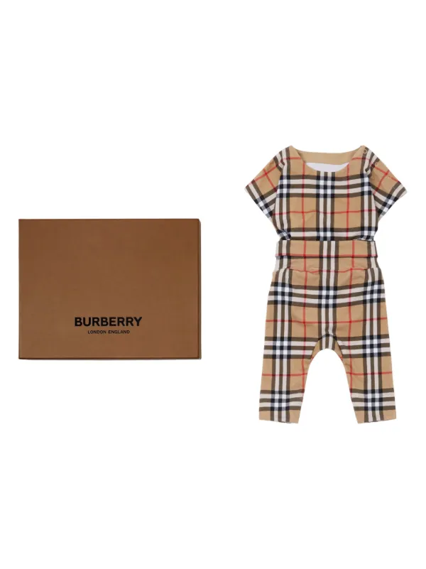 Burberry Kids Vintage Check Babygrow Set Farfetch