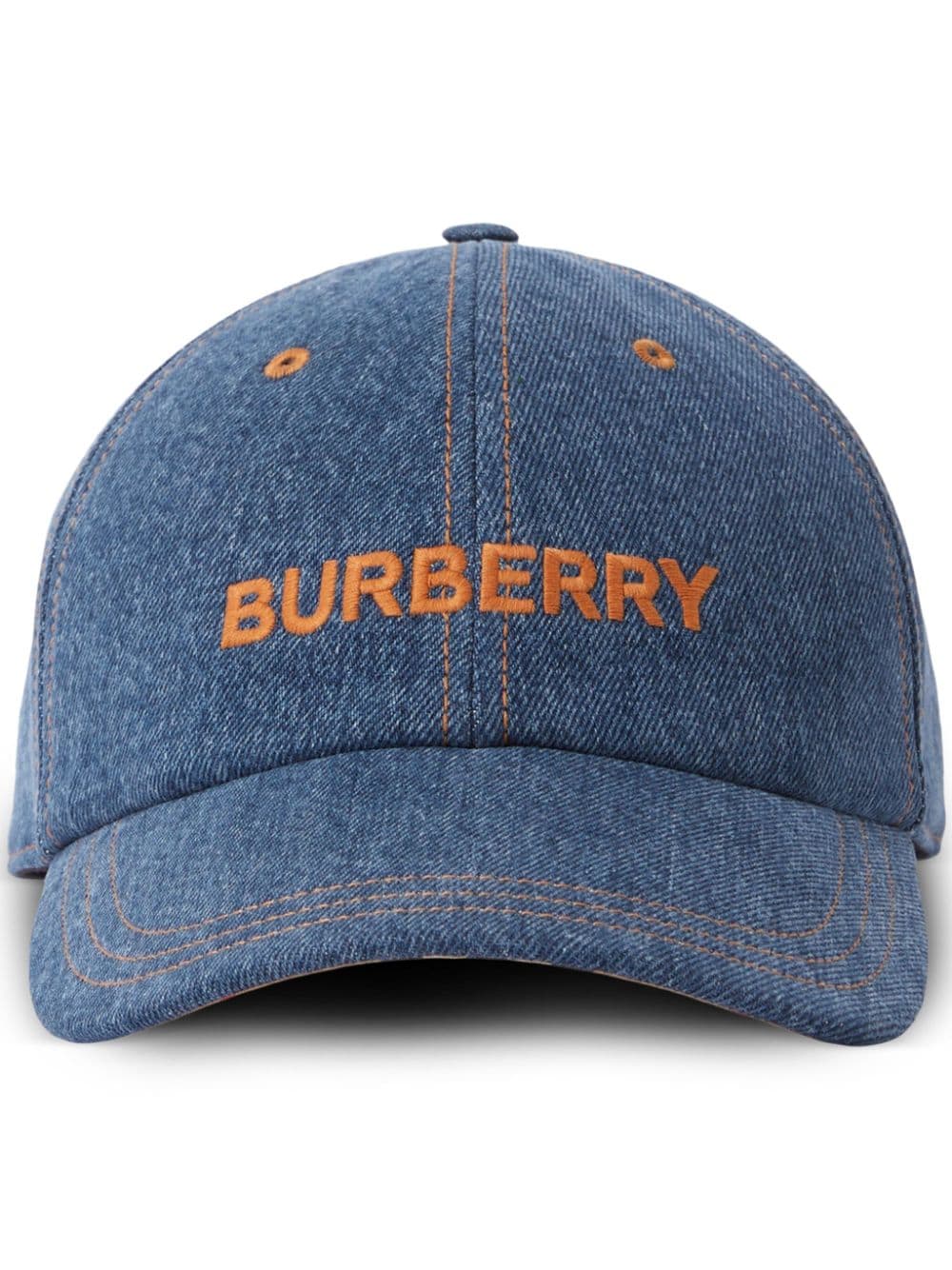 Burberry Embroidered Logo Denim Baseball Cap In Blue