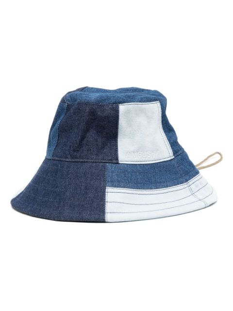 AMBUSH denim patchwork drawstring bucket hat