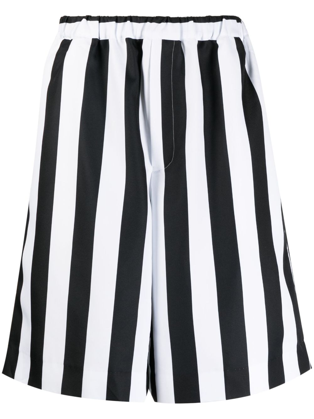 Black Comme Des Garçons striped-print knee-length shorts