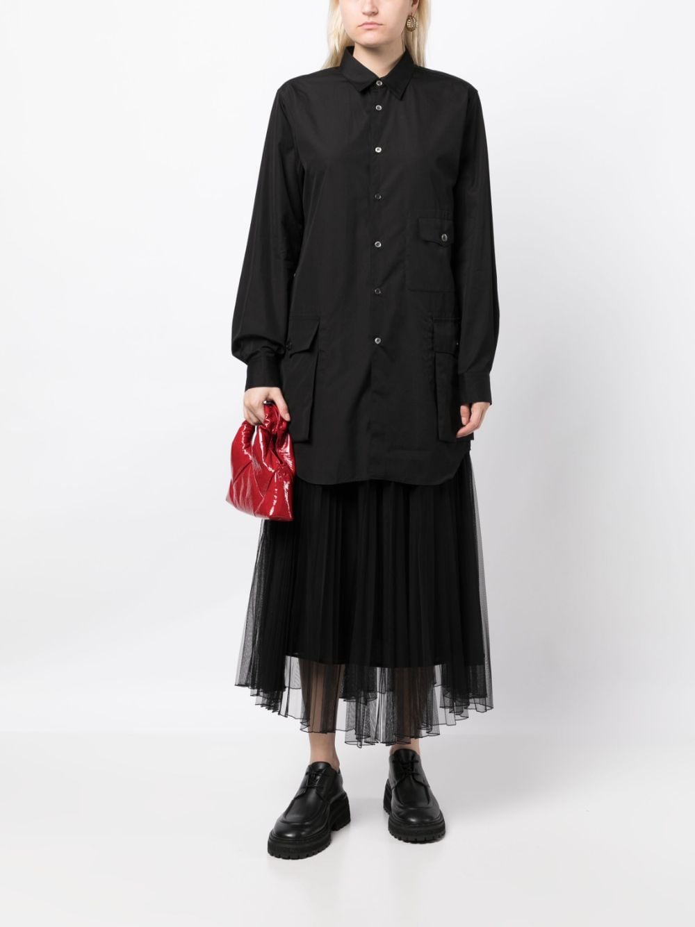 Shop Black Comme Des Garçons Three-pocket Cotton Shirt In 黑色