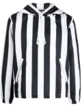 Black Comme Des Garçons striped long-sleeved hoodie - White