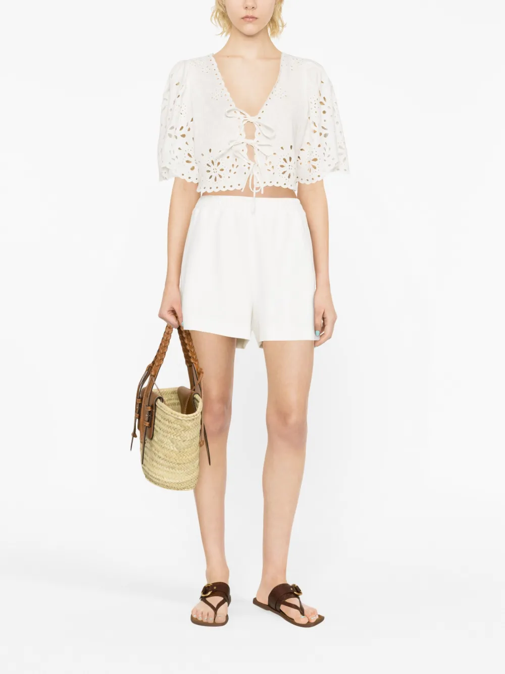 Ermanno Scervino elasticated-waistband mini shorts - Wit