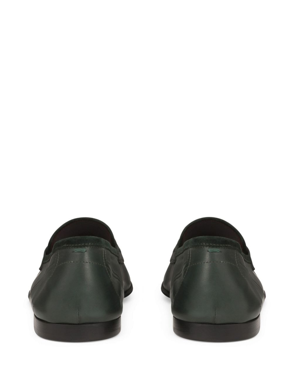 Shop Dolce & Gabbana Logo-plaque Leather Loafers In Green