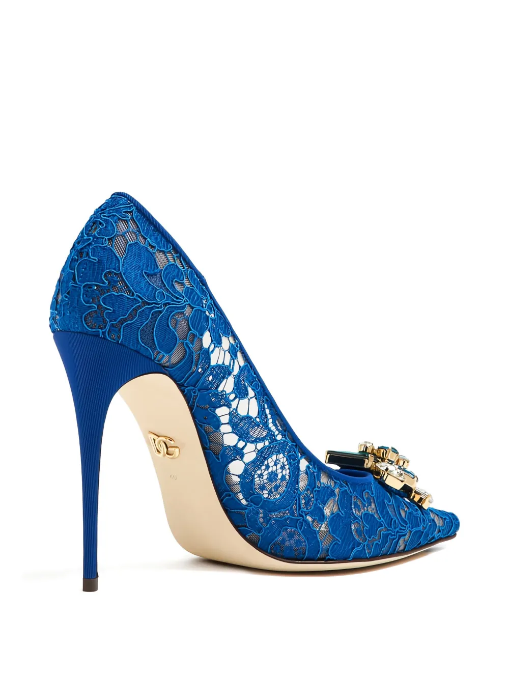 Dolce & Gabbana 105 mm Rainbow lace jewel-embellished pumps Blue
