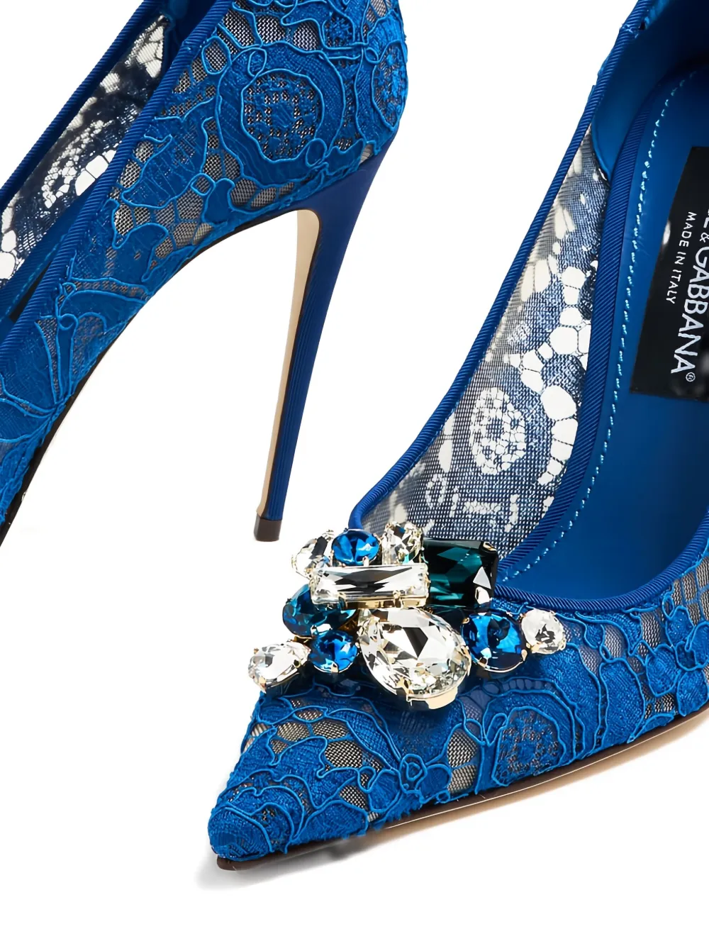 Dolce & Gabbana 105 mm Rainbow lace jewel-embellished pumps Blue