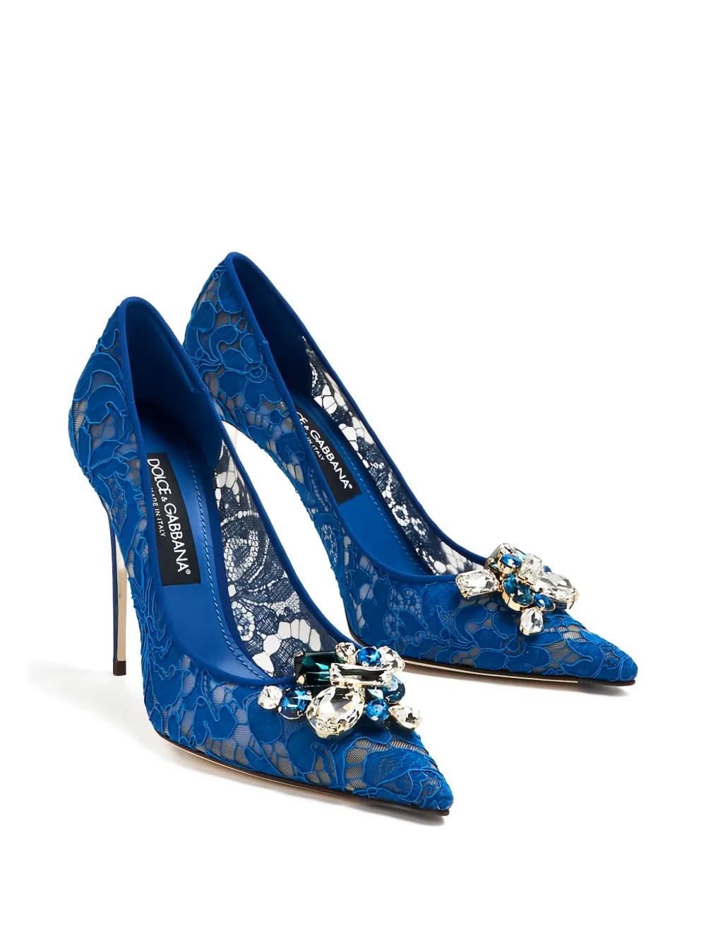 Dolce & Gabbana 105 mm Rainbow lace jewel-embellished pumps Blue