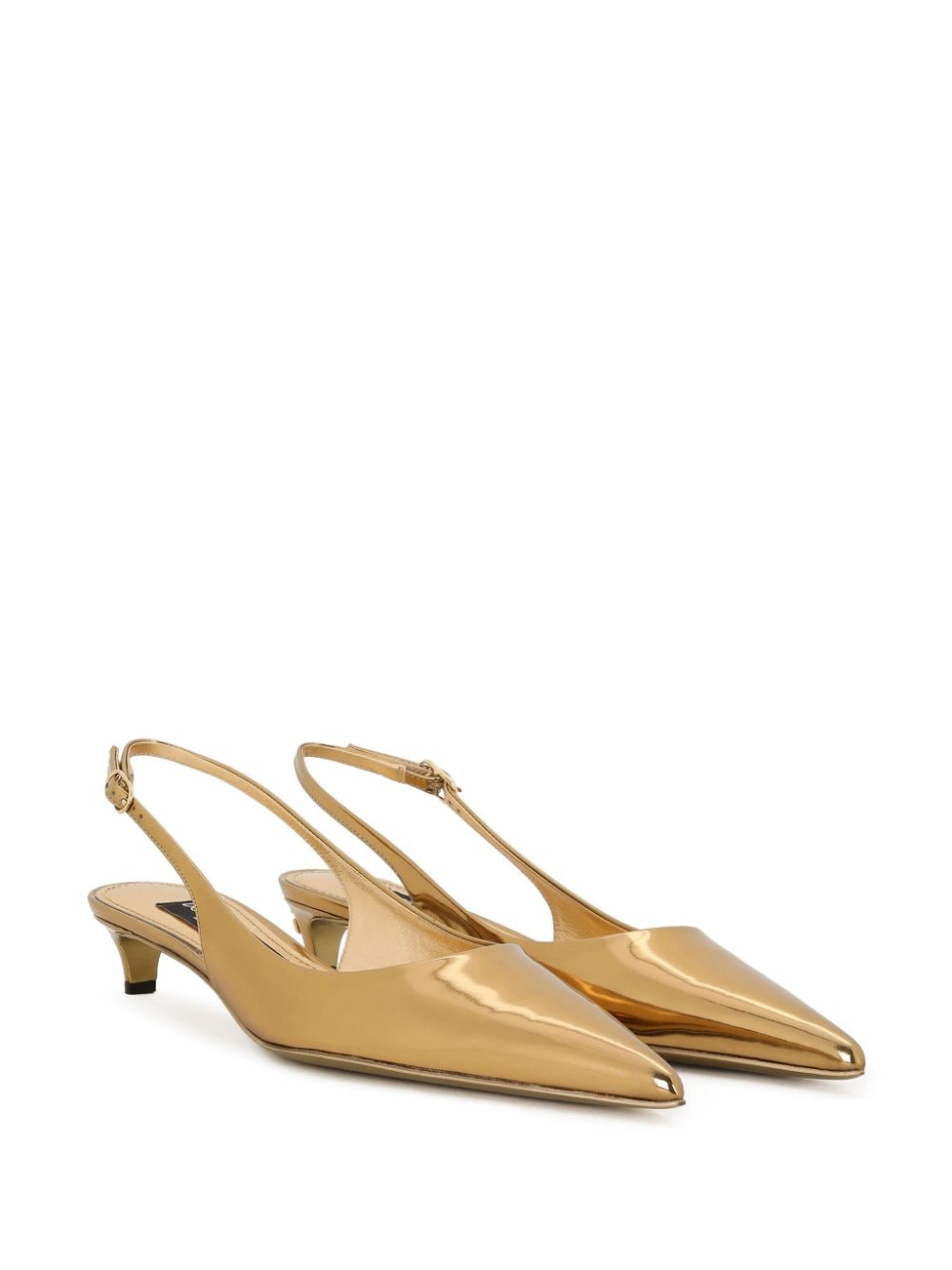 Shop Dolce & Gabbana Lollo 30mm Leather Pumps In Gold