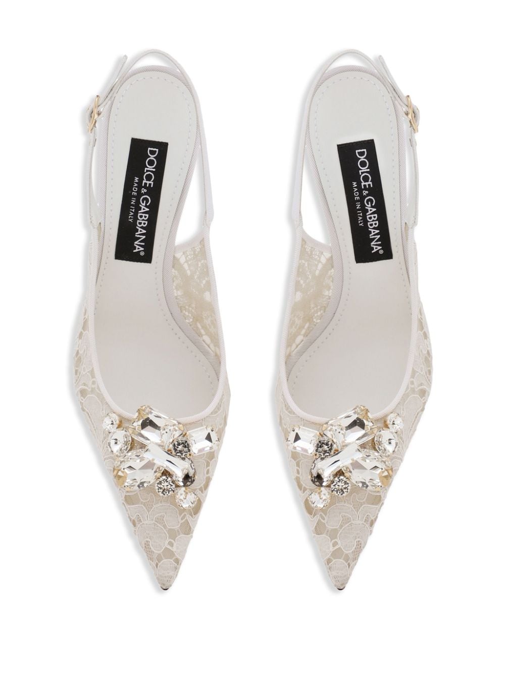 Shop Dolce & Gabbana Crystal Lace Slingback Pumps In Neutrals