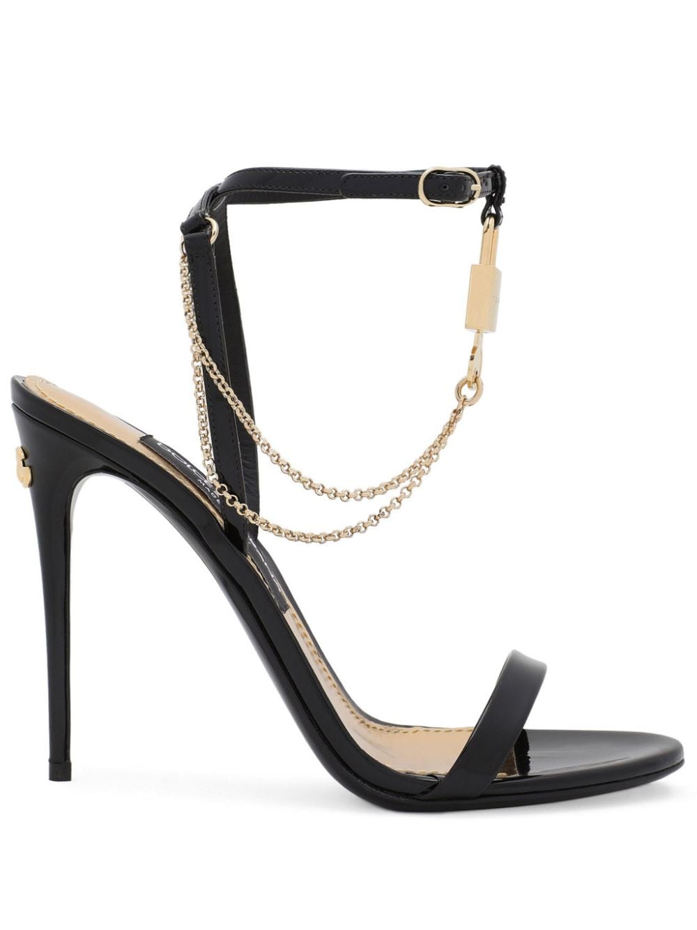 Dolce & Gabbana 105mm Leather Chain-link Sandals In Black