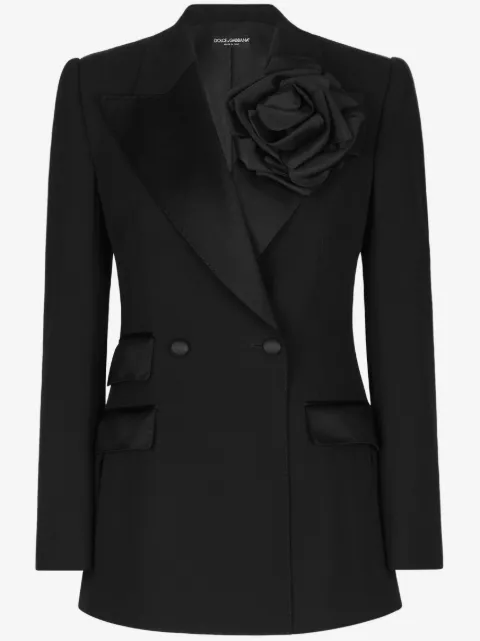 Dolce & Gabbana floral-appliqué double-breasted blazer 