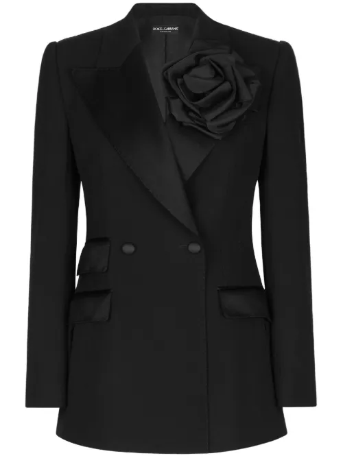 Blazer boutonné à fleur appliquée - Dolce & Gabbana - Modalova