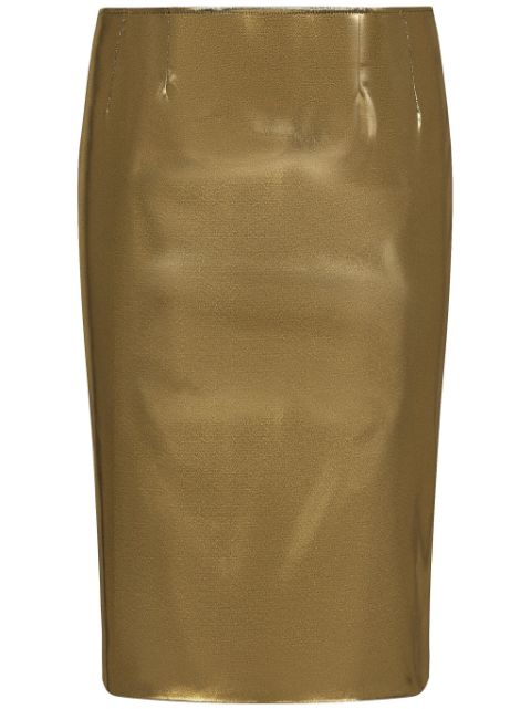 Dolce & Gabbana foiled satin midi skirt