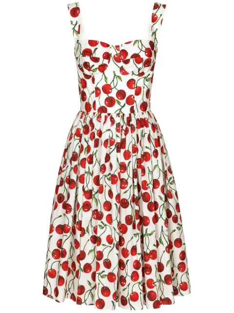 Dolce & Gabbana Vestido midi com estampa de cerejas