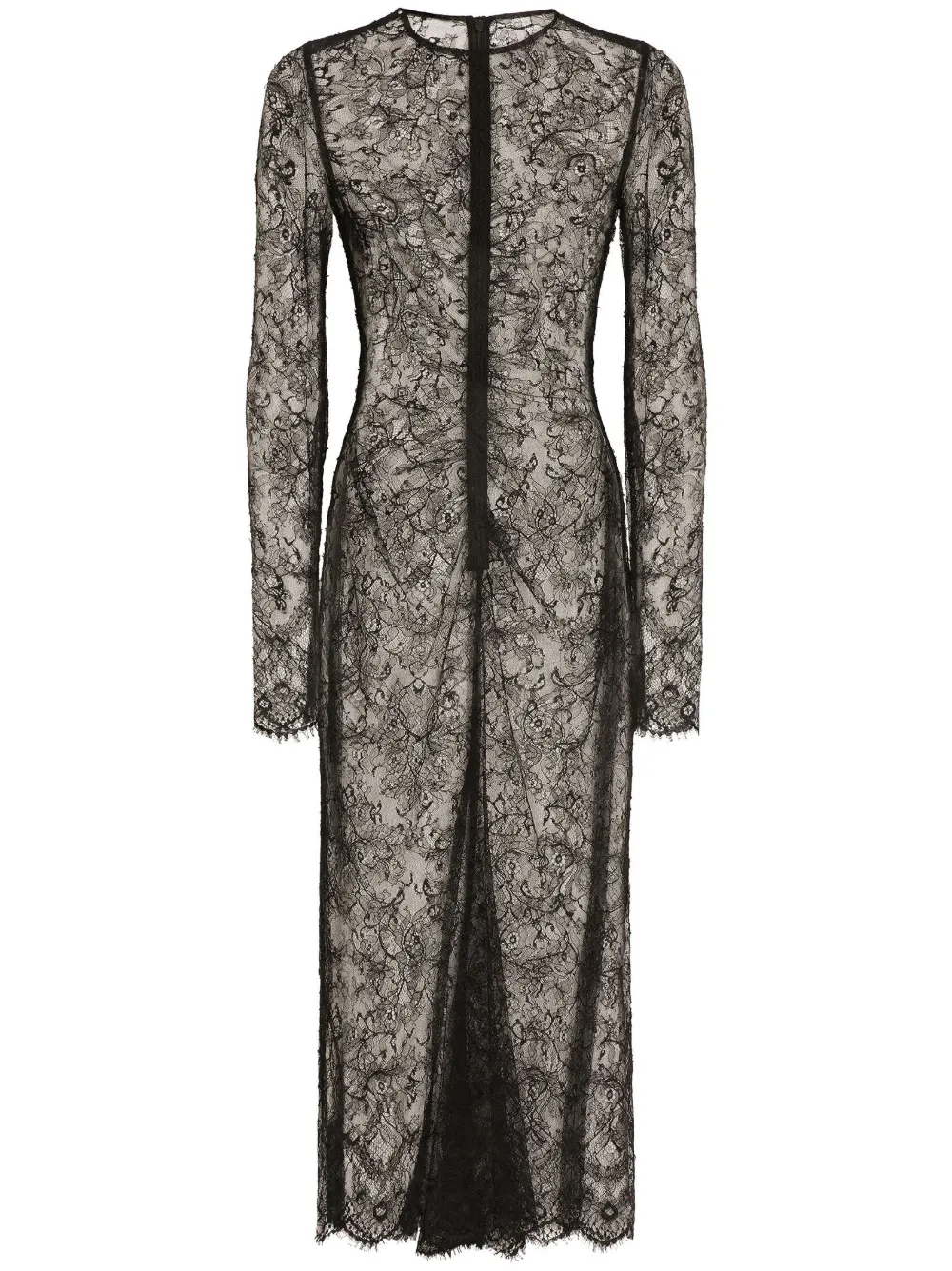 Dolce & Gabbana Elegant Black Semi-sheer Lace Midi Dress For Women In Black