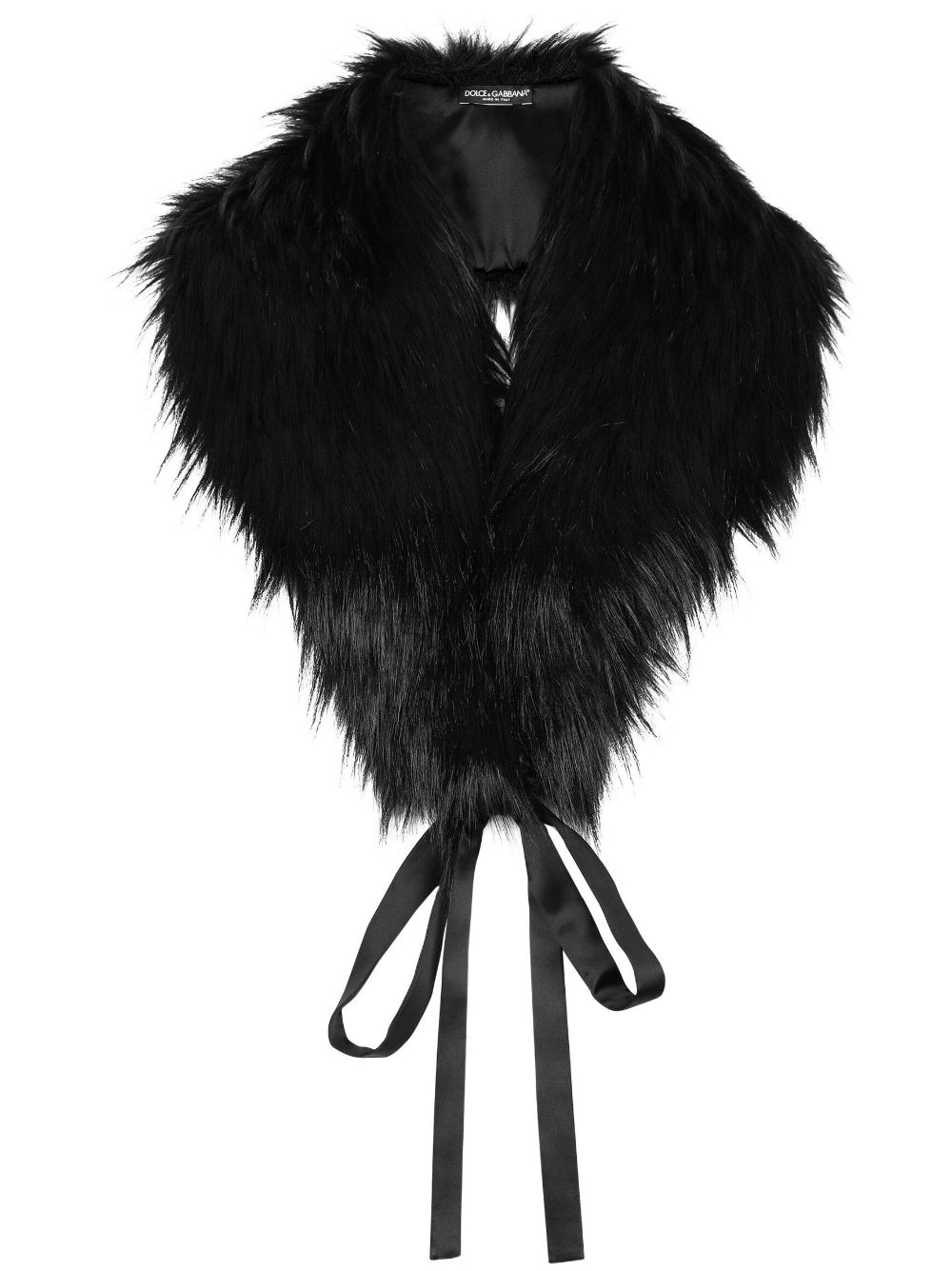 Shop Dolce & Gabbana Ribbon-fastening Faux-fur Scarf In Black