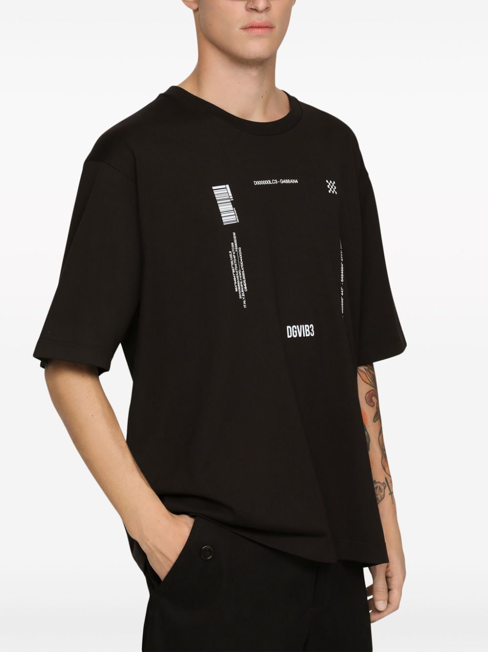 Shop Dolce & Gabbana Text-print Cotton T-shirt In Black