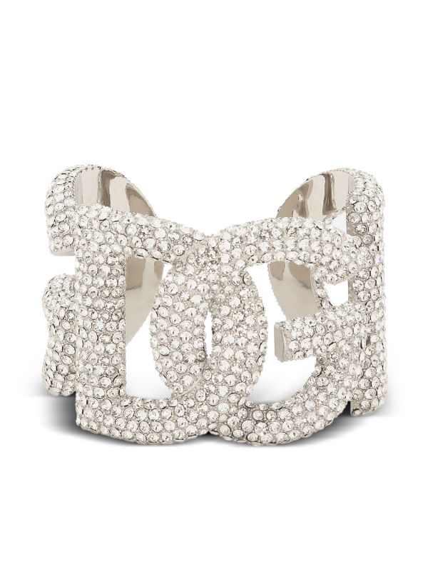 Dolce & Gabbana crystal-embellished Logo Cuff Bracelet - Farfetch