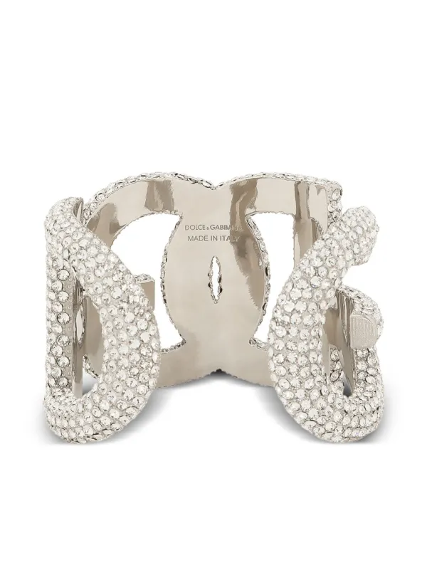 【関税＆送料込み】Dolce & Gabbana Crystal Logo Bracelet Dolce & Gabbana Silver Brass Crystal DG Logo Charm