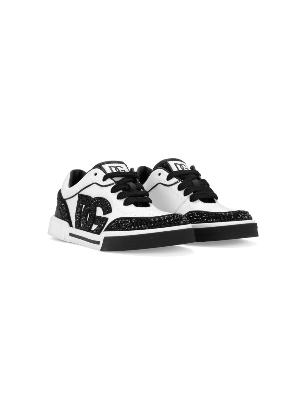 Dolce & Gabbana Kids' Logo-patch Leather Sneakers In White