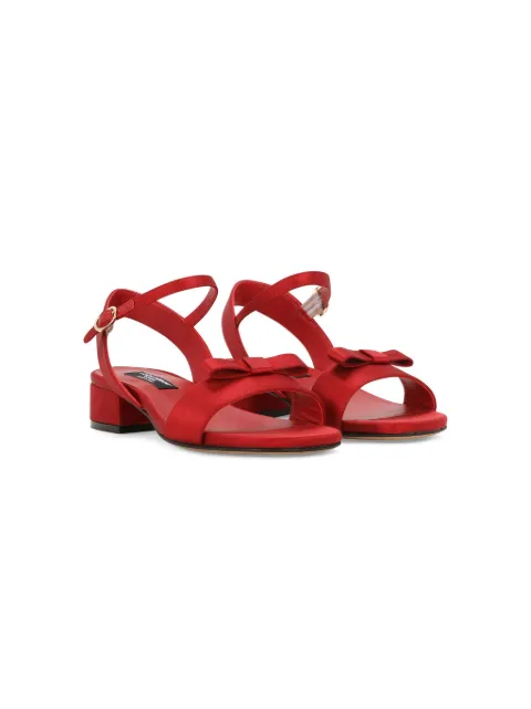 Dolce & Gabbana Kids logo-plaque bow-detail sandals