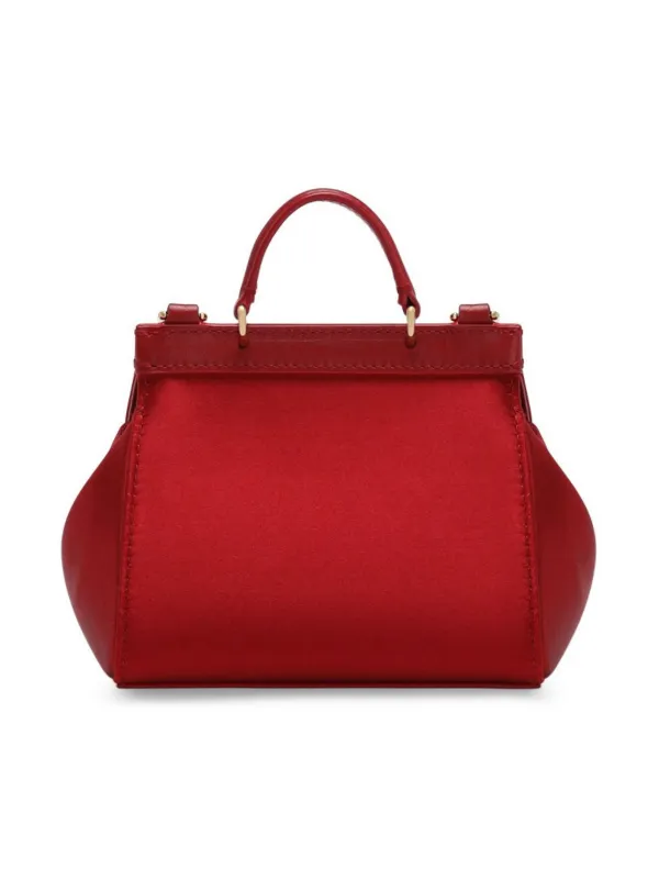 Dolce Gabbana Kids Mini Sicily Leather Handbag Red