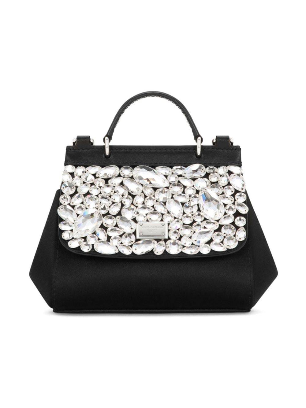 Shop Dolce & Gabbana Mini Sicily Crystal-embellished Bag In Black
