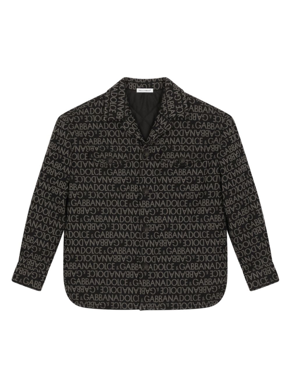 Dolce & Gabbana Kids' Logo-print Camp-collar Shirt In Black