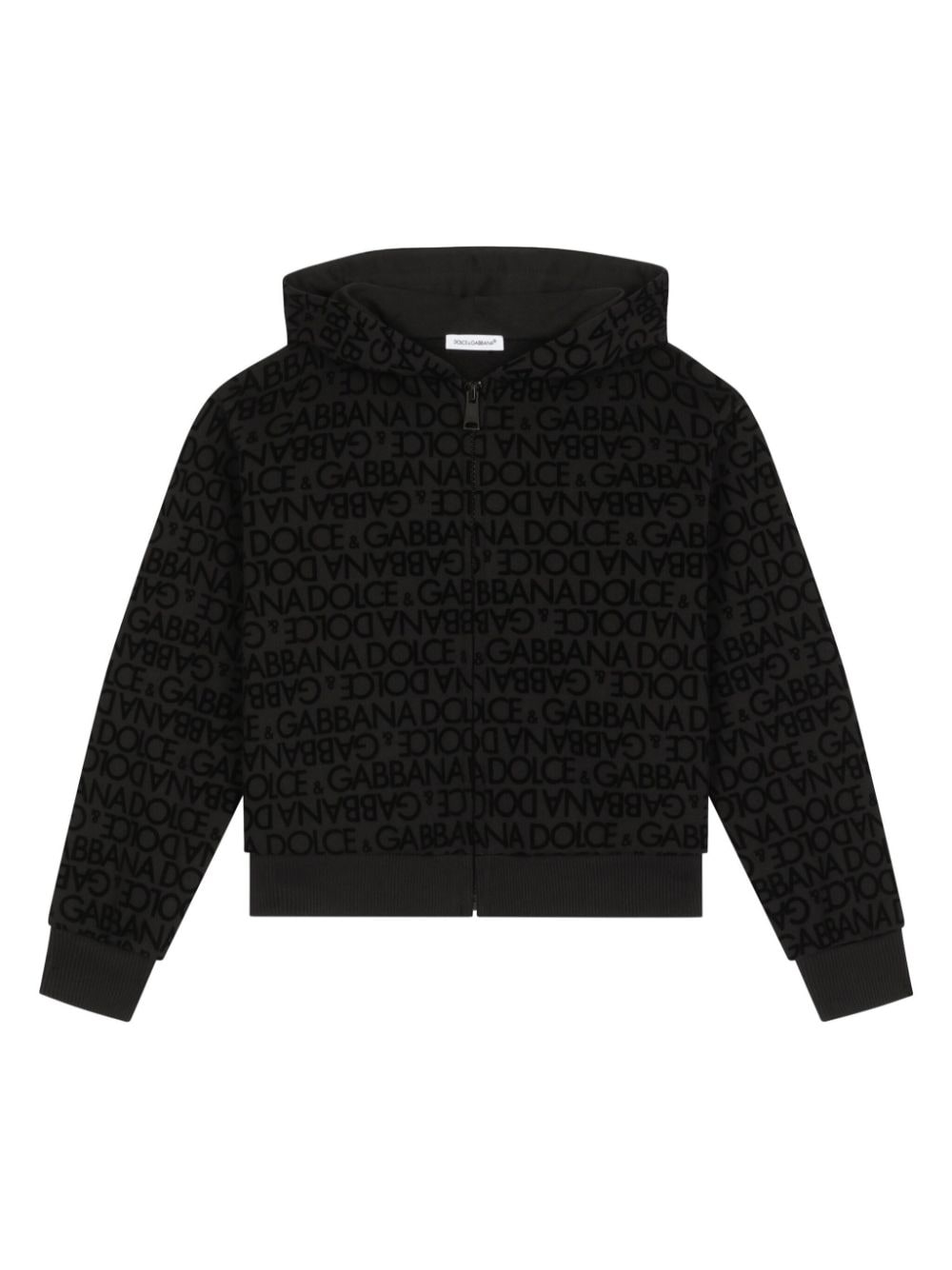 Shop Dolce & Gabbana Logo-print Cotton Hoodie In Black