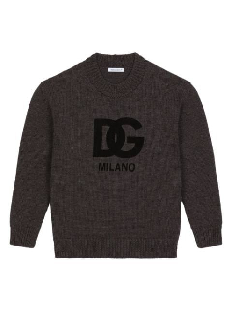 Dolce & Gabbana Kids intarsia-logo virgin-wool jumper