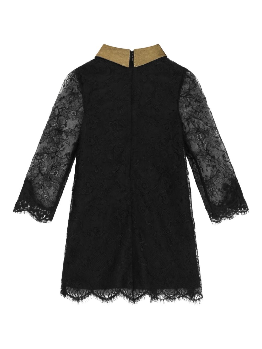Shop Dolce & Gabbana Long-sleeve Lace Dress In Black
