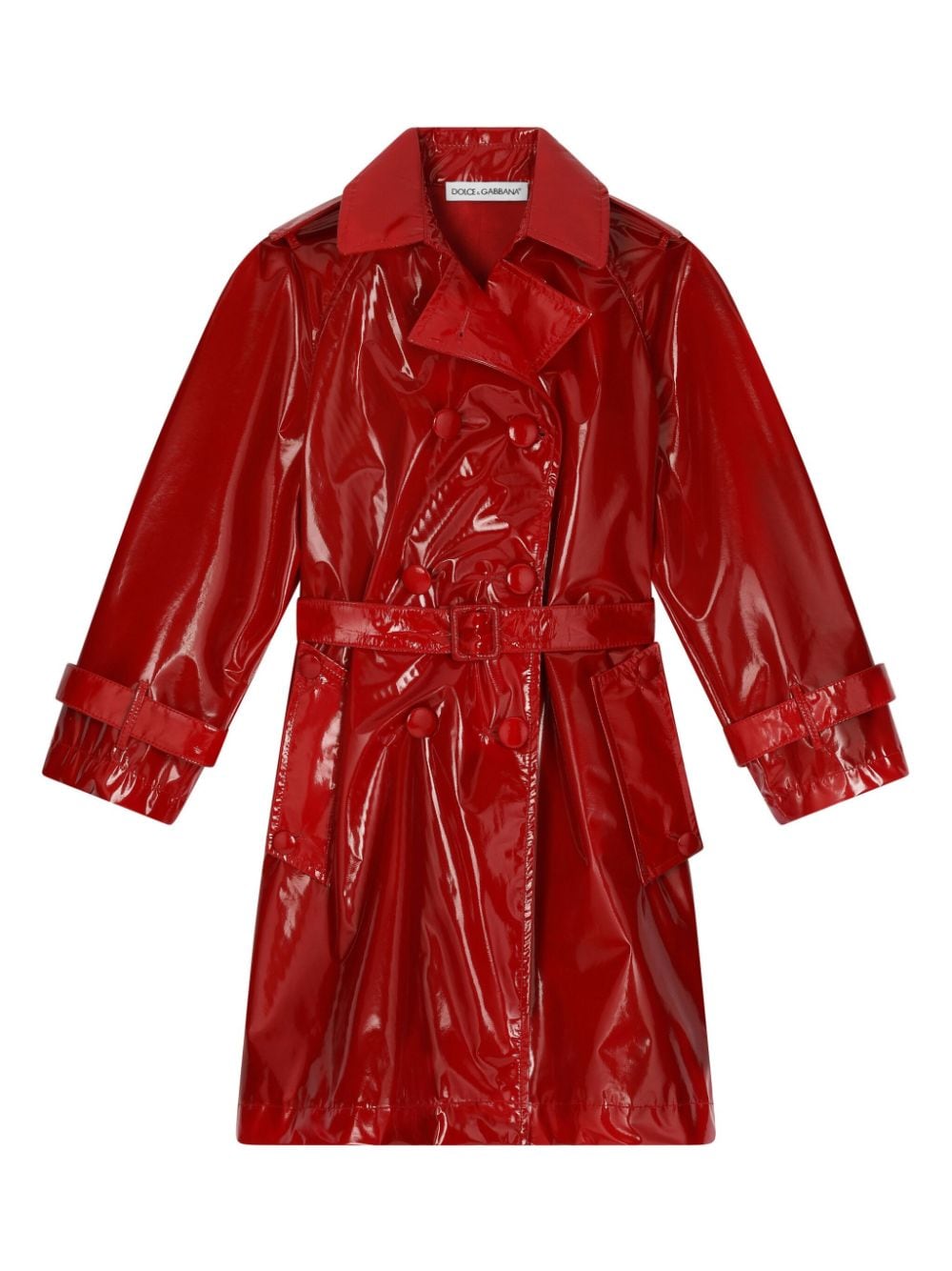 Dolce & Gabbana Kids' Double-breasted Belted Trench Coat In Red