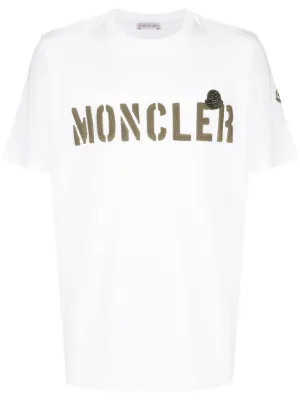 Moncler flocked-logo Cotton T-shirt | White | FARFETCH