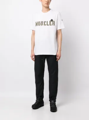 Moncler flocked-logo Cotton T-shirt | White | FARFETCH
