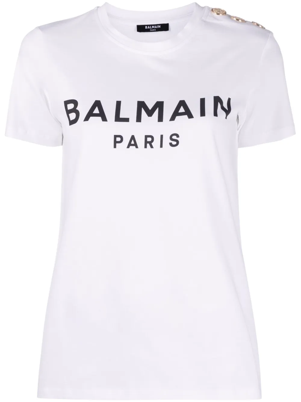 Balmain button-embellished logo-print T-shirt - Farfetch