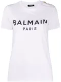 Balmain button-embellished logo-print T-shirt - White